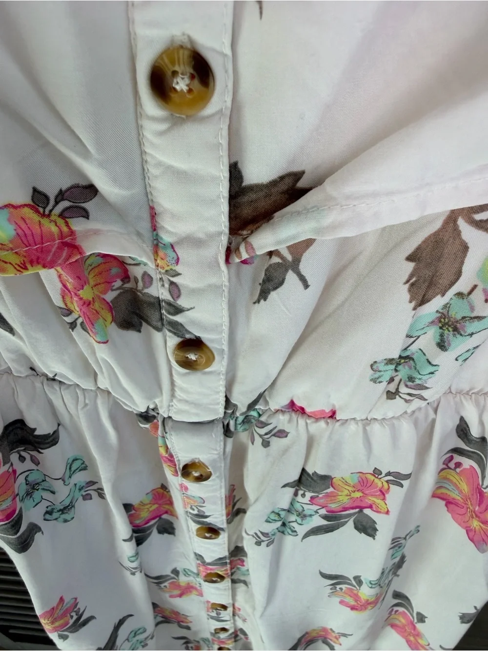 Justice White Floral Off-Shoulder Dress with Pink Flowers | Size 7/8